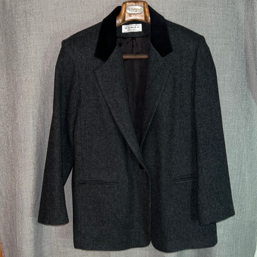 Vintage Women’s Dumas Wool Blazer Velvet Neck Line Evening Business Casual Wear